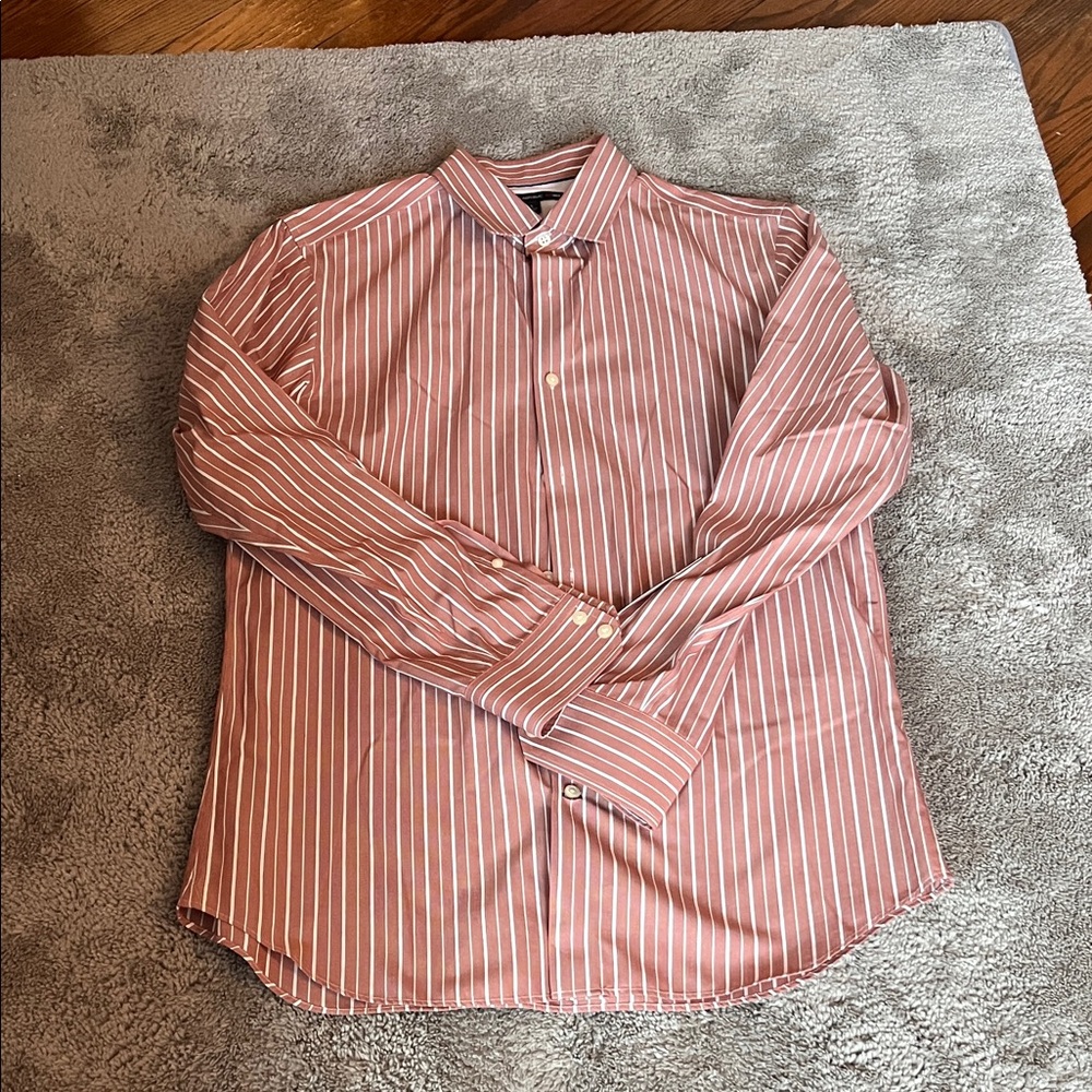 Banana Republic Men's Red and White Striped Shirt